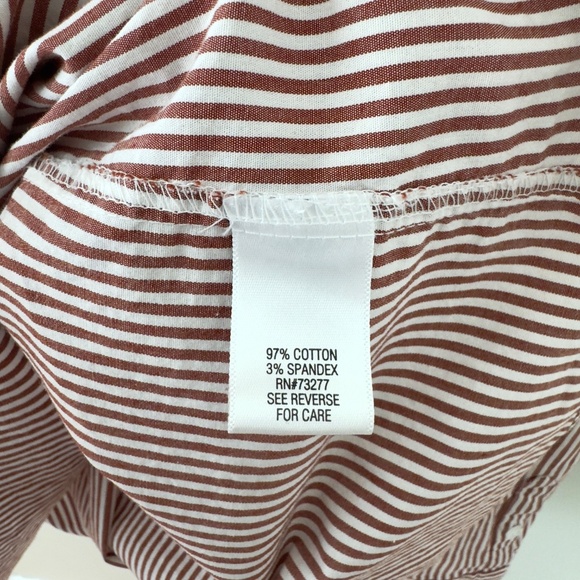 Croft & Barrow Rust Red/ White Striped Button Up Shirt - Picture 9 of 9